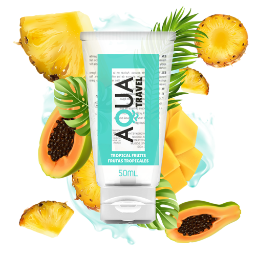 AQUA TRAVEL – LUBRIFICANTE AQUA TRAVEL BASE DE ÁGUA FRUTAS TROPICAIS – 50 ML