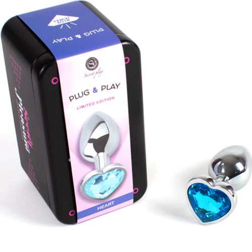 SECRETPLAY – PLUG ANAL DE METAL CORAO AZUL TAMANHO PEQUENO 7 CM