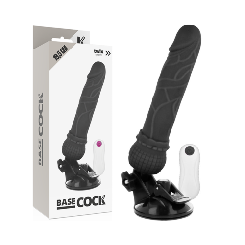 BASECOCK – VIBRADOR DE CONTROLE REMOTO REALISTA PRETO 19.5 CM -O- 4 CM