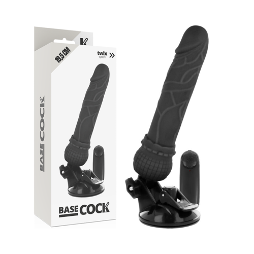 BASECOCK – CONTROLE REMOTO VIBRADOR REALÍSTICO BASECOCK PRETO 19,5 CM