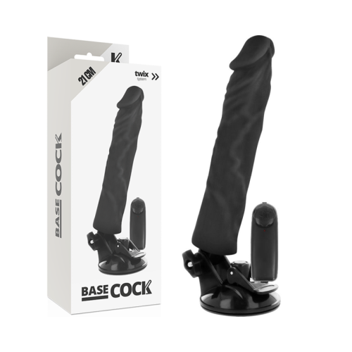 BASECOCK – CONTROLE REMOTO VIBRADOR REALÍSTICO PRETO 21 CM -O- 4 CM
