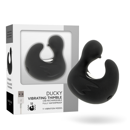 BLACK&SILVER – DEDAL DE PATO ESTIMULANTE DE SILICONE RECARREGÁVEL DUCKYMANIA