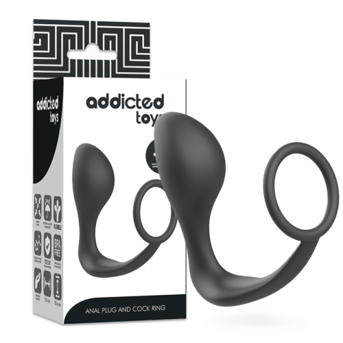 ADDICTED TOYS – PLUG ANAL COM ANEL DE SILICONE PRETO
