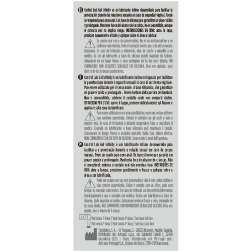 CONTROL – LUBRIFICANTE  BASE DE SILICONE INFINITY 75 ML