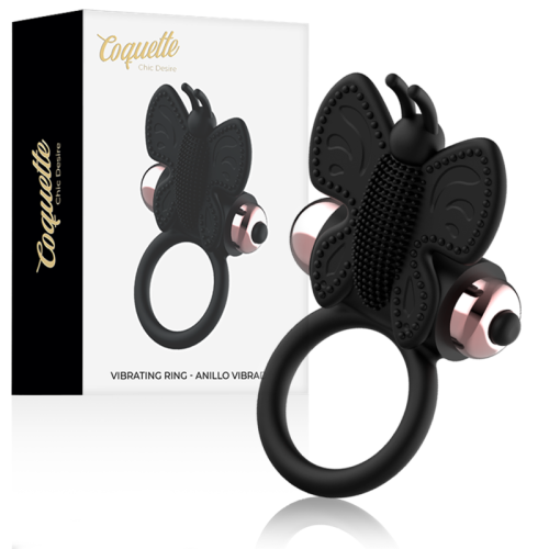 COQUETTE CHIC DESIRE – ANEL BORBOLETA COM VIBRADOR PRETO/ OURO