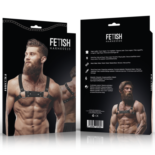 FETISH SUBMISSIVE ATTITUDE – ARNÊS DE PEITO DE BULLDOG DE COURO ECOLÓGICO MASCULINO TAMANHO M/G