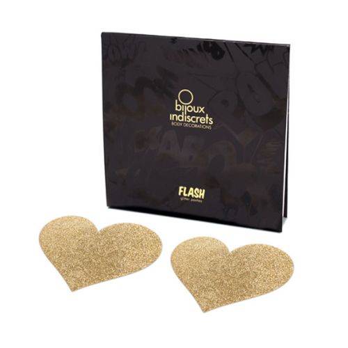 BIJOUX – INDISCRETS FLASH GOLDEN HEART NIPPLE COVERS