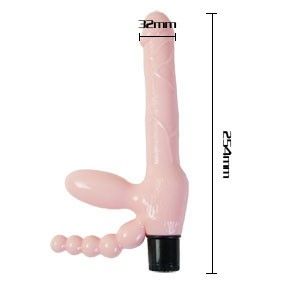 BAILE – ARNÊS SEM CORDA TPR COM VIBRAO E ESTIMULAO ANAL 25.4 CM