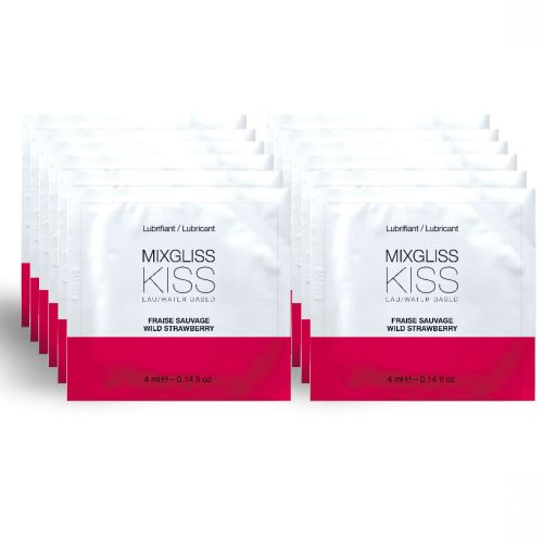 MIXGLISS – LUBRIFICANTE BASE DE GUA SABOR MORANGO 12 DOSE ÚNICA 4 ML