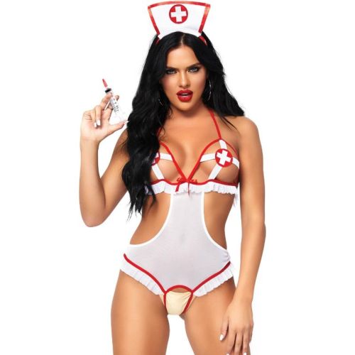 LEG AVENUE – NURSE ABERTO CROTHLESS TEDDY TAMANHO ?NICO