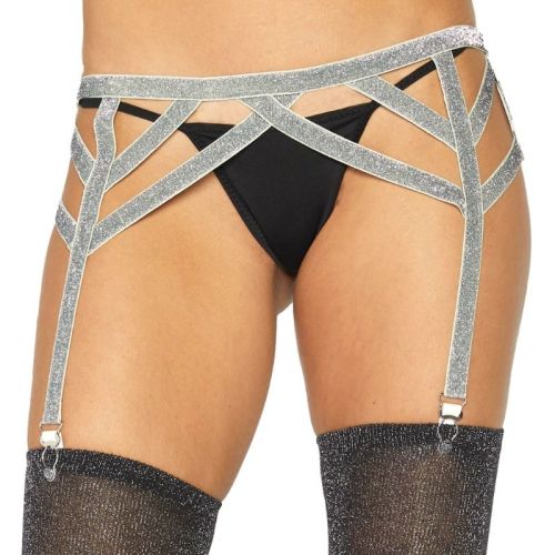 LEG AVENUE – CINTO-LIGA ELSTICO PRATA LUREX TAMANHO ÚNICO