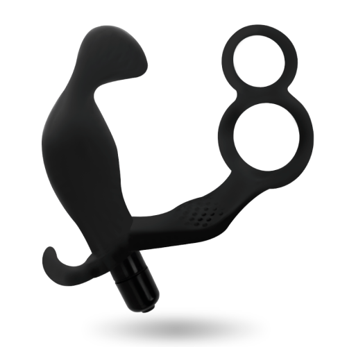ADDICTED TOYS – PLUG ANAL COM ANEL DE PÊNIS DUPLO E TESTÍCULOS PRETO