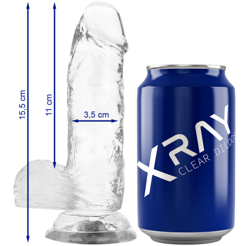 X RAY – DILDO TRANSPARENTE COM BOLAS 15.5 CM -O- 3.5 CM