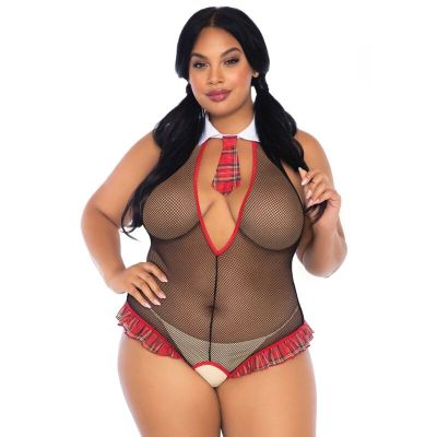 LEG AVENUE – SCHOOLGIRL CROTHLESS FITNESS TEDDY PLUS SIZE