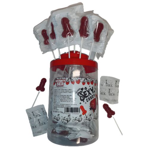 DIABLO PICANTE – 50 PIRULITOS DE P?NIS DE MORANGO E CEREJA 50 UNIDADES