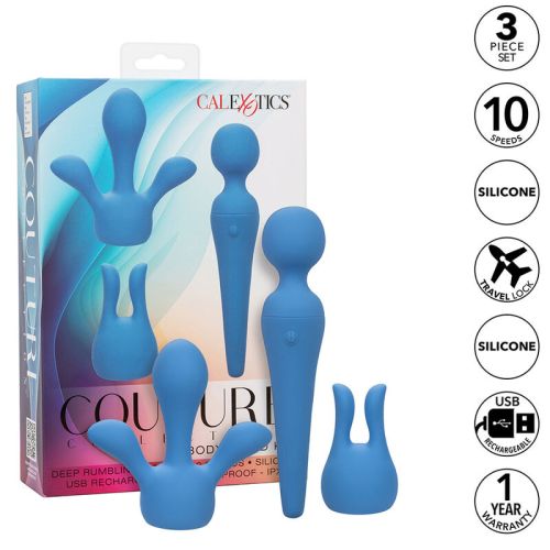 CALEXOTICS – COUTURE KIT VIBRADOR WAND 10 VIBRA??ES AZUL