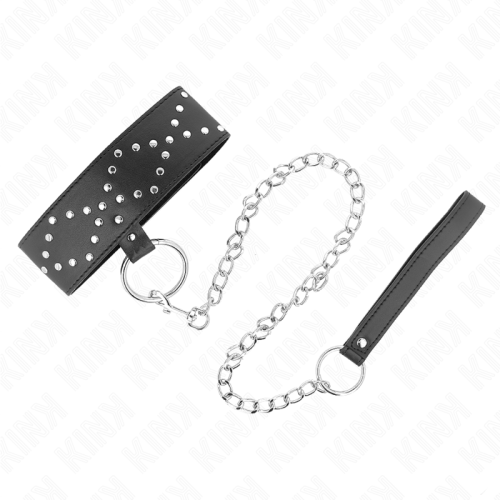 KINK – COLAR 65 CM COM TRELA COM PREGOS PRATA MODELO 3 AJUSTÁVEL 36-43 CM X 5 CM