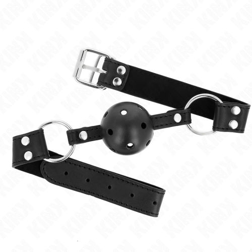 KINK – BOLA RESPIR?VEL 4 CM MORDA?A COM REBITE DUPLO MODELO 1 PRETO 62,5 x 2,5 CM AJUST?VEL 42-58 CM