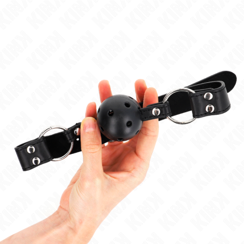 KINK – BOLA RESPIR?VEL 4 CM MORDA?A COM REBITE DUPLO MODELO 1 PRETO 62,5 x 2,5 CM AJUST?VEL 42-58 CM