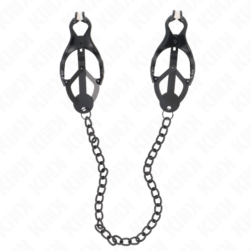 KINK – PINÇAS DE TREVO JAPONÊS COM CORRENTE PRETA 30 CM