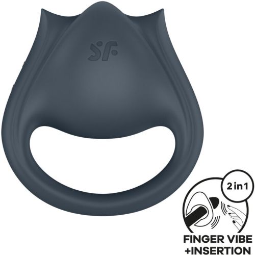 SATISFYER – PERFECT PAIR 2 MULTIVIBRANTES 2 EM 1 ANEL PARA P?NIS E ESTIMULADOR DE DEDO CINZA