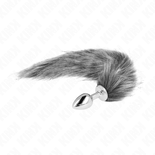 KINK – PLUG ANAL TAMANHO S 7 X 3 CM COM CAUDA SINTÉTICA 40 CM CINZA