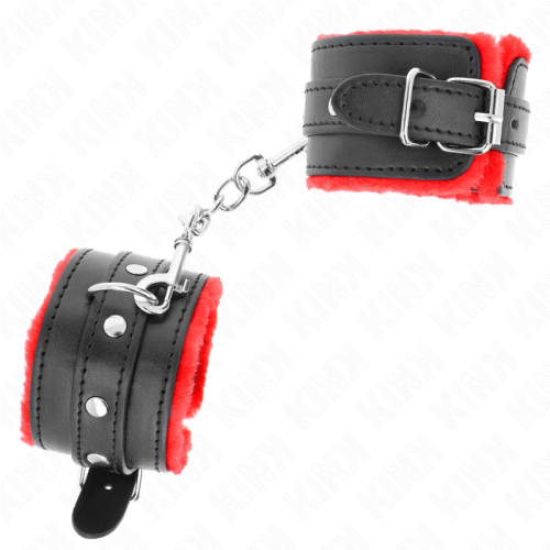 KINK – PULSO PREMIUM FORRO DE PELE VERMELHO COM CINTO PRETO AJUSTÁVEL 17-29 CM X 6 CM