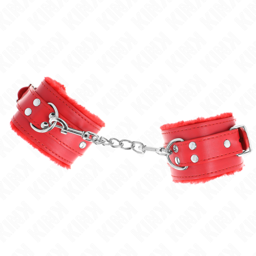 KINK – PULSO FORRO DE PELE VERMELHO COM CINTO VERMELHO AJUSTÁVEL 17-29 CM X 6 CM