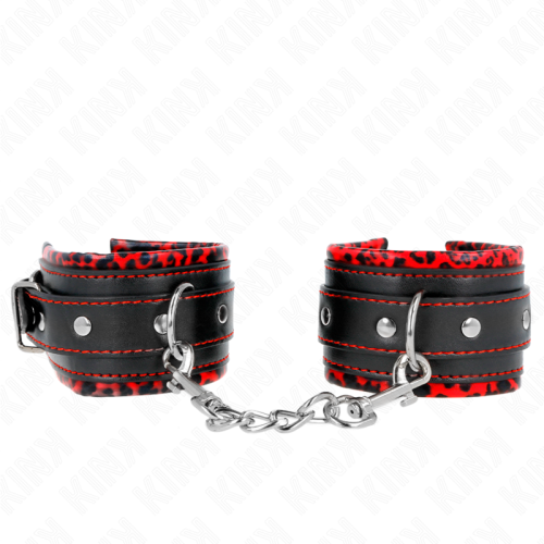 KINK – PULSO FORRO DE PELE VERMELHO / PRETO AJUSTÁVEL 17-29 CM X 6 CM