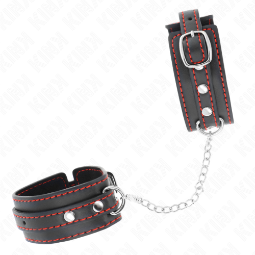 KINK – PEQUENOS PUNHOS PRETOS COM FORRO VERMELHO AJUSTÁVEIS 14-24 CM X 3,5 CM