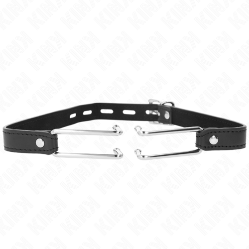 KINK – MORDA?A DE GANCHO DE METAL 11,5 CM COM AL?A DE COURO AJUST?VEL 39-58 CM X 2 CM