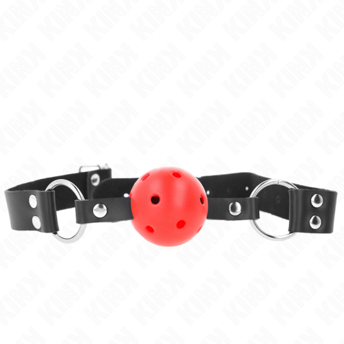 KINK – BOLA RESPIR?VEL 4 CM MORDA?A COM REBITE DUPLO VERMELHO 62,5 x 2,5 CM AJUST?VEL 42-58 CM