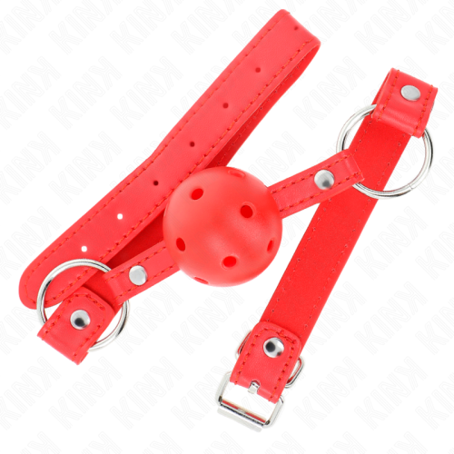 KINK – BOLA RESPIR?VEL 4 CM MORDA?A COM REBITE DUPLO MODELO 1 VERMELHO 62,5 x 2,5 CM AJUST?VEL 42-58 CM