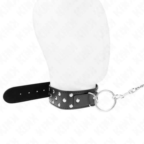 KINK – COLAR DE ALÇA DE REBITE DE ANEL COM CINTO 65 CM PRETO AJUSTÁVEL 36-50 CM X 3,8 CM