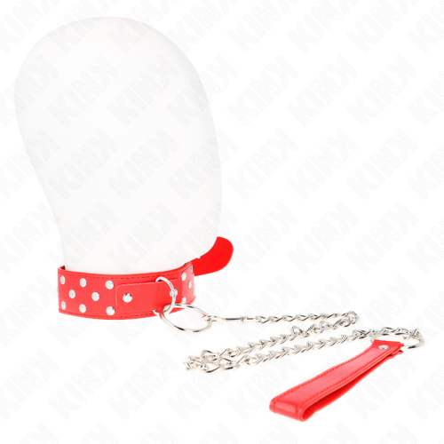 KINK – COLAR DE ALÇA DE REBITE DE ANEL COM CINTO 65 CM VERMELHO AJUSTÁVEL 36-50 CM X 3,8 CM