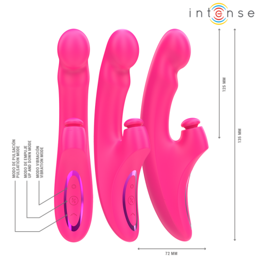 INTENSE – VIBRADOR EMI 13,5 CM MULTIFUNCIONAL 3 EM 1 10 VIBRAÇÕES ROSA