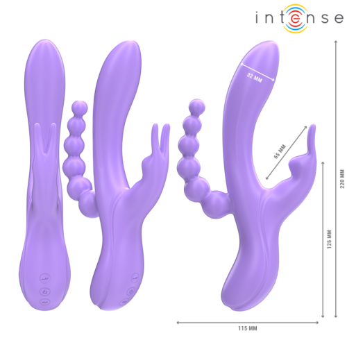 INTENSE – MIKO TRIPLO VIBRADOR COELHO & ESTIMULADOR & ANAL 7 VIBRAÇÕES ROXO