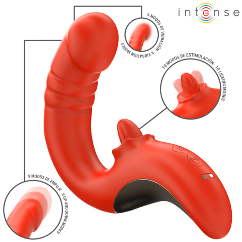 INTENSE – VIBRADOR E ESTIMULADOR PAULINA EM FORMATO U VERMELHO