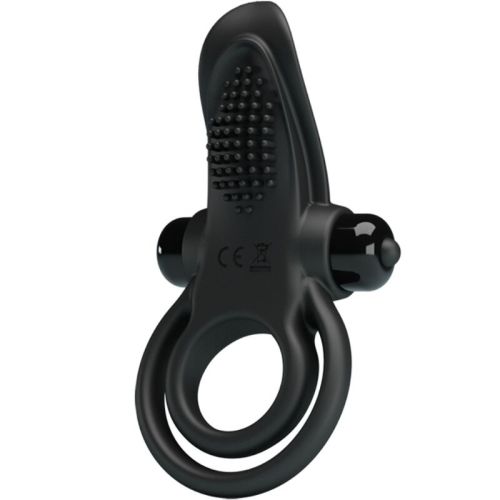 PRETTY LOVE – ANEL VIBRATÓRIO DUPLO + ESTIMULADOR DE CLITÓRIS 10 VIBRAÇÕES PRETO