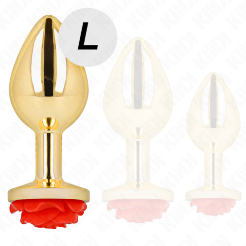 KINK – PLUG ANAL OURO ROSA VERMELHO TAMANHO L