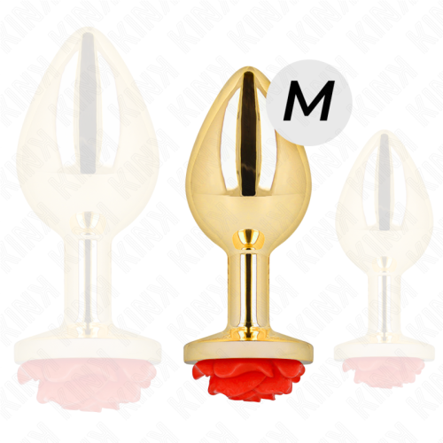 KINK – PLUG ANAL OURO ROSA VERMELHO TAMANHO M