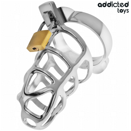 ADDICTED TOYS LOCKED – GAIOLA DE PÊNIS COM TRAVA DE PRATA TAMANHO M