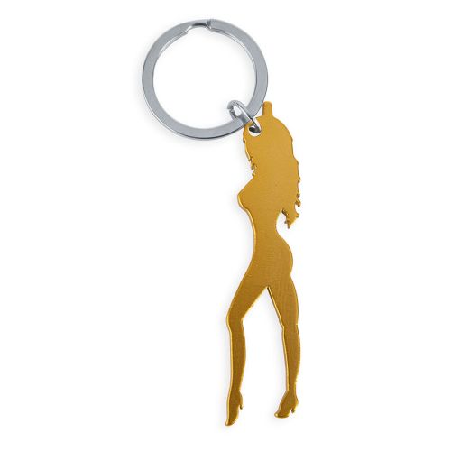 DIABLO PICANTE – CHAVEIRO COM SILHUETA FEMININA NA COR DOURADA COM ABRIDOR DE CERVEJA