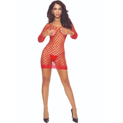 PASSION – BS108 BODYSTOCKING GRID VERMELHO