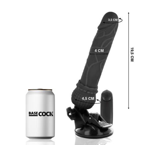 BASECOCK – CONTROLE REMOTO VIBRADOR REALÍSTICO BASECOCK PRETO 19,5 CM
