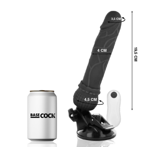 BASECOCK – VIBRADOR DE CONTROLE REMOTO REALISTA PRETO 19.5 CM -O- 4 CM