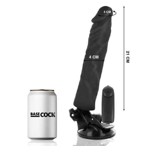 BASECOCK – CONTROLE REMOTO VIBRADOR REALÍSTICO PRETO 21 CM -O- 4 CM