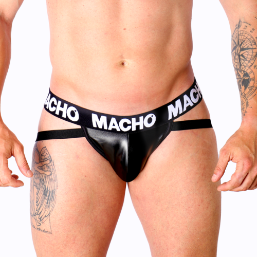 MACHO – MX25NC JOCK COURO PRETO XL